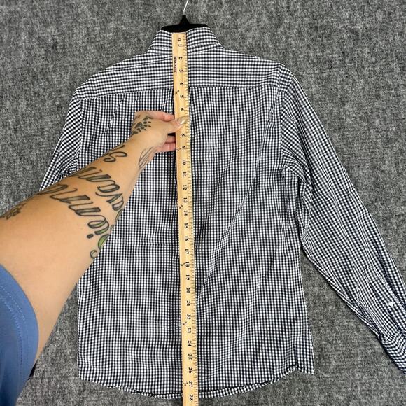 J Crew Shirt Mens Medium Blue Check Secret Wash Shirting Poplin Business Casual - Picture 5 of 6